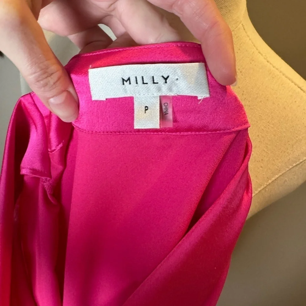 MILLY Nancy Cowl Neck Satin Top